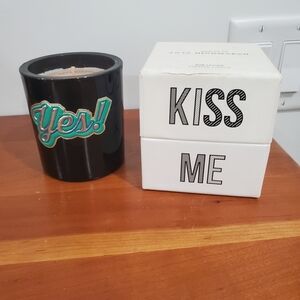 Anya Hindmarch Black 'Yes!' Candle with Teal Accent